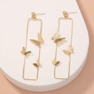 China TRENDY Long Cavity Zircon Stud Earrings 3D Geometric Drop Dangle Earrings for sale