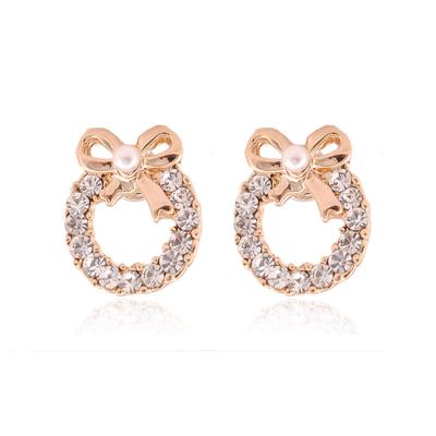 China FASHIONABLE Bow Earrings With Ear Clips Cute Piercing Temperament Earrings for sale