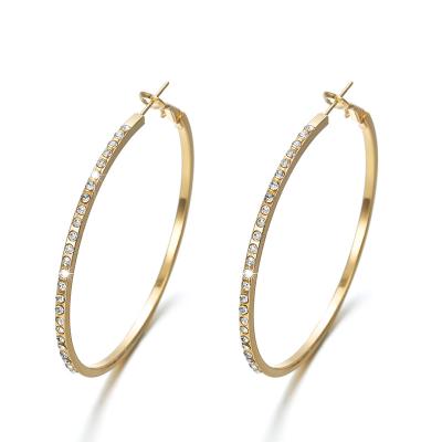 China Fast Delivery Large Hoop Earrings For Women Vintage Crystal Rhinestone Hoop Earrings Gold Plated Rose Gold Plated Large Hoops For Women for sale