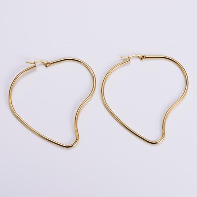 China Fast Delivery Large Hoop Earrings For Women Stainless Steel Irregular Hoop Earrings Gold Plated Rose Gold Plated Large Hoops For Women for sale