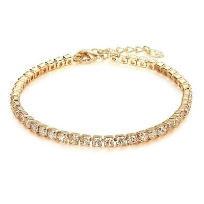 China Classic Durable Gold Plated Zircon Tennis Bracelet For Women Girls for sale