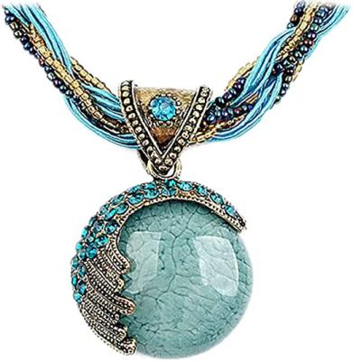 China FASHIONABLE Bohemian Turquoise Vintage Retro Rhinestone Women Pendant Necklace for sale