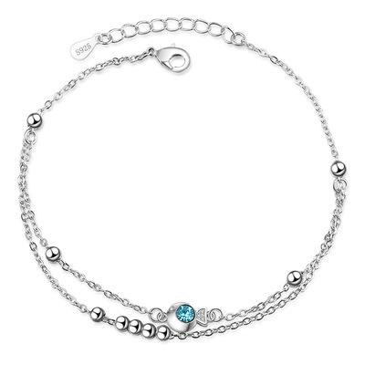 China High Quality CLASSIC Foot Jewelry Anklet Bead Chain Anklet With Blue Stone for sale