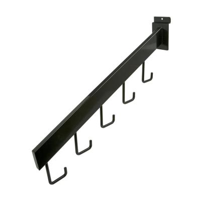 China JH-Mech Viable Black Wall Mount Stylish Look Stotage Hook For Garage Shed Organization Slatwall Cascade Tube Five Rectangular Hook for sale