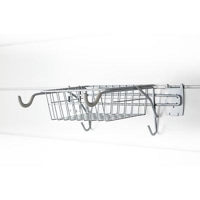 China JH-Mech Minimalist Slat Universal Wall Steel Shelf and Basket Organizer Kit Racking System Warehouse Wall Horizontal Bike Rack Basket for sale