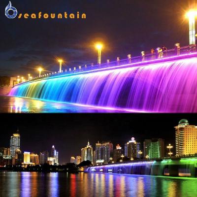 China Modern Sparkling Attractive Multimedia Waterfall Fountain In Bridge for sale