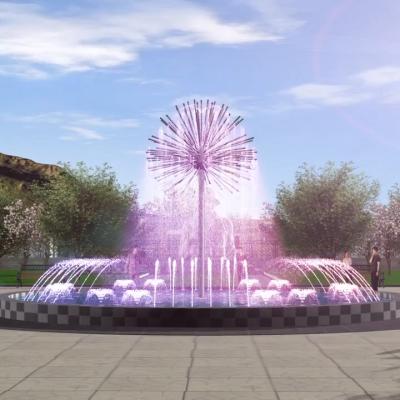 China Modern Style Colorful Dandelion Fountain With Led Waterproof Lights for sale