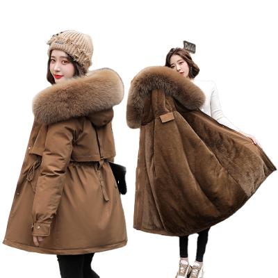 China Women's Casual Coat Fur Parka Winter Waterproof Cheap Women Clothes With Wool Collar Winter Jackets For Ladies for sale