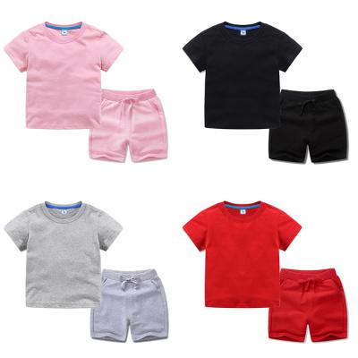 China Cotton Casual Children's Short Sleeve Suit Comfortable Children's Summer Clothes With Plain T-shirt for sale