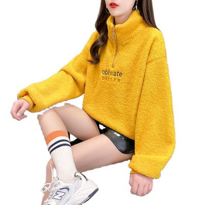 China Anti-wrinkle winter women's fashion 100% merino wool yarn bulky woolen fabric with stand collar for sale