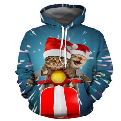 China Anti-wrinkle Couples Equipment Xmas Hoodie Digital Printing Sweatshirt Merry Christmas Plus Size Men's Pullover Hoodies for sale