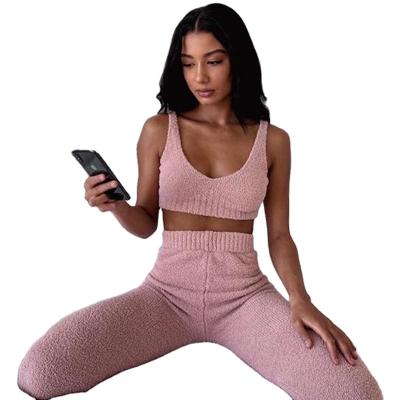 China New Fashion Street Wear QUICK DRY Sweaters Woolen 2 Piece Sweater Pants Set With Wide Leg Pants for sale