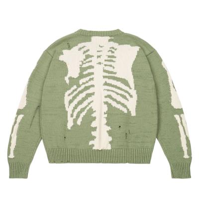 China Plus Size Men's Anti-pilling Sweaters Street Hip Hop Jacquard Sweater Loose Skull Knit Long Sleeve Pullover Tops for sale