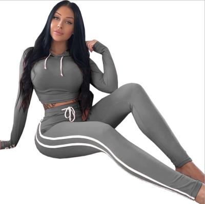 China Breathable Hot Sale Knitted Solid 2 Piece Women Clothing Hoodie And Sweatpants Set Men for sale