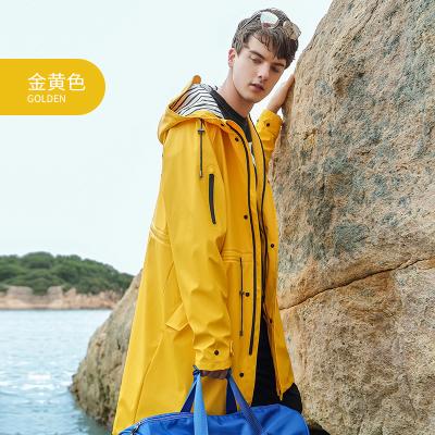 China Custom Made Hot Sale High Quality Waterproof Long Sleeve Raincoat PU Yellow Raincoat for sale