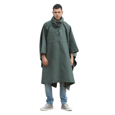 China Eco-friendly Adults Polyester Eco Rain Poncho Print For Man Reusable Wear Rain Poncho Army Green for sale