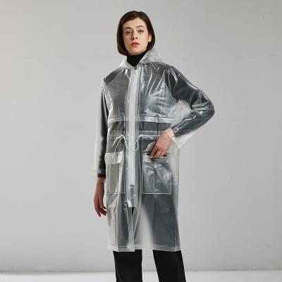 China Eco-friendly Rainfreem EVA Long Outdoor Raincoat Rain Coat Rain Poncho Fashion Transparent Raincoat for sale