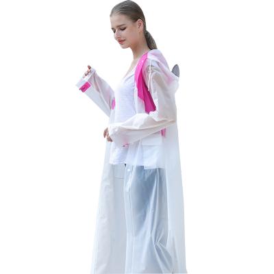 China Protable Long Bag Raincoat Color Matching EVA Raincoat For Adult With Snap Button To Placket for sale