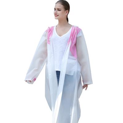 China Color Matching Protable Bag Boy Long and Girls EVA Raincoat Jackets For Adult With Pocket for sale