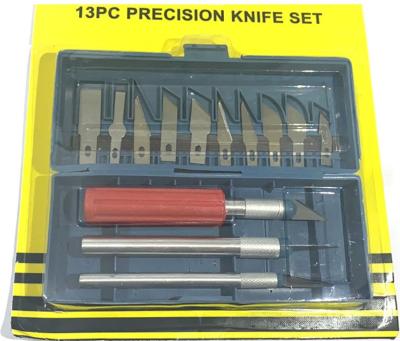 China Classic Screw Release 13pcs Hobby Carving Knife Set With 3 Precision Knives And 10 Blades for sale