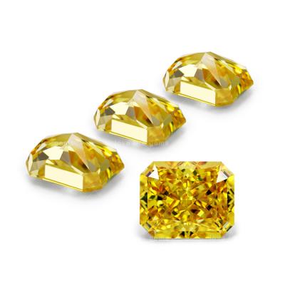 China Wholesale Game Or Fire Gemstone Octangle 6*7mm 4K 5A+ Yellow Gold Color Wuzhou Cut Crushed Ice Cut CZ Stone Zircon for sale