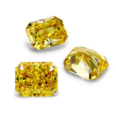 China Color Game Or Fire 4K Crushed Synthetic Ice 5A+ 5x7mm CZ Gems Yellow Gold Octangle Shape Cut Loose CZ Zircon for sale