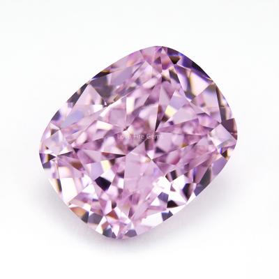 China Cushion 4k CZ game or fire color Wuzhou loose gems along crushed ice cut CZ diamond light pink zircon for sale