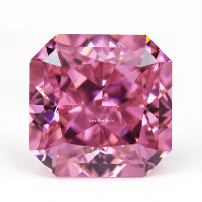 China Natural Sizes Fire Pink Cubic Zirconia Prices Life Sizes Color Set Or Square Cut Corner Crushed Cut CZ Gems Iced Out Radiant Zircon Stone for sale