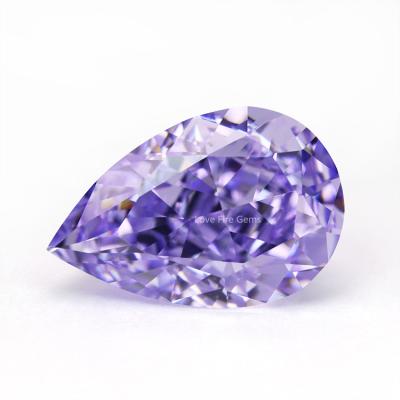 China Loose Synthetic Color Game or Fire Pear Shape 4k 5A+ CZ Crushed Ice To Cut Lavender Color Light Purple Zircon CZ Stones for sale