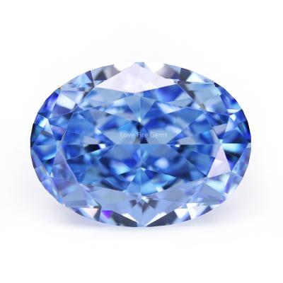 China Fire Life Sizes Light Sea Blue 4K Color Play or Synthetic Crushed Ice Cut Oval Shape Zircon Diamonds Loose CZ Stone for sale