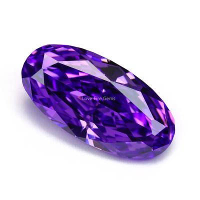 China Special Color Game Or Fire 5A+ Size 9*18mm Orchid Purple Color Crushed Ice Cut Loose CZ Stones Synthetic Oval Shape Zircon for sale