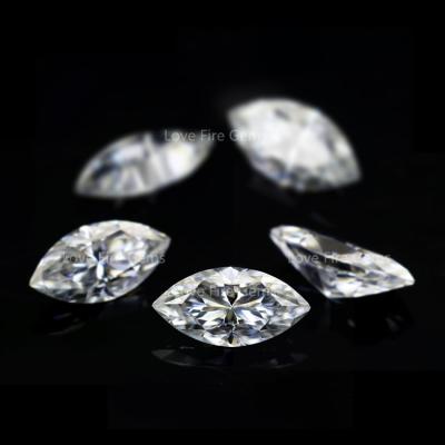 China Handcrafted diamond color moissanite loose gemstone FL VVS marquis game or fire 2.5*5mm cut d color white moissanite for sale