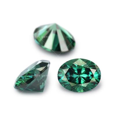 China Loose good quality synthetic play or fire color 3*5mm deep green color oval moissanite for moissanite jewelry making for sale