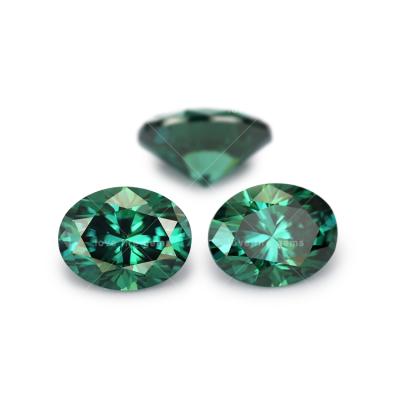 China Wholesale high quality loose vvs cut oval dark green moissanite diamond play or fire color 5*7mm 1 carat moissanite for sale