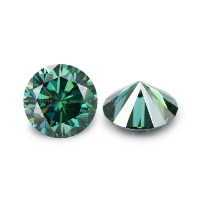 China Set or fire colored 11mm 5 carat moissanite stone loose lab created gra certificated vvs round cut dark green moissanite for sale