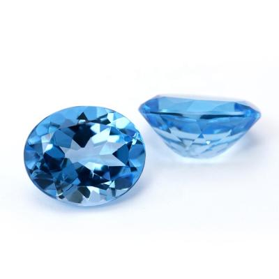 China Color Set Or Fire Natural Swiss Blue Topaz Price Per Carat Oval Shape 7*9mm Loose Gemstones Topaz For Jewelry Making for sale