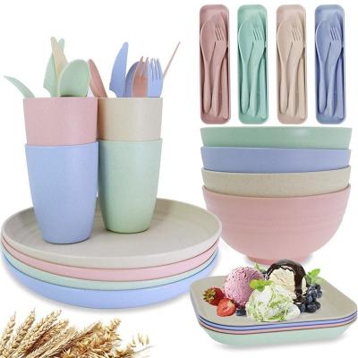 China Disposable Biodegradable Dinnerware Dish Set  Wheat Straw Tableware Set for sale