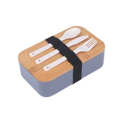 China Portable Sealed Box Japanese Plastic Supermarket Bento Office Worker Student Lunch Box With Wooden Lid for sale