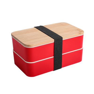 China Bpa Free Eco Friendly Bamboo Fiber Bento Lunch Box With Wooden Lid For Kitchen for sale