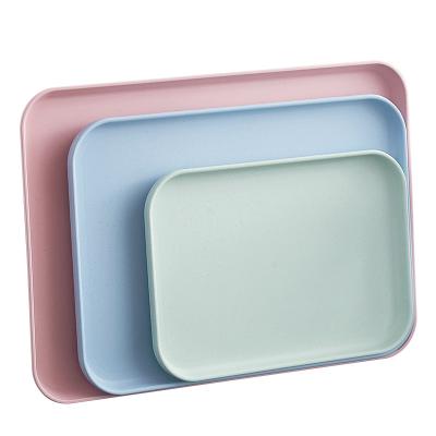 China Reusable Plastic Dish Rectangle Food Eco-Friendly Sustainable Serving Tray Wheat Straw Dishes And Dishes For Home Restaurant for sale