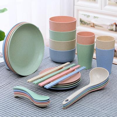 China Coffee Mug Knife Bowl Dish Cup Viable Cutlery Set Lunch Box Bottle Tableware Set Wheat Straw for sale