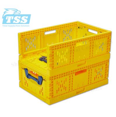 China Disposable collapsible folding plastic crate for no. 600X400X225mm fruit and vegetable model TSS-FD-600-400-225 for sale