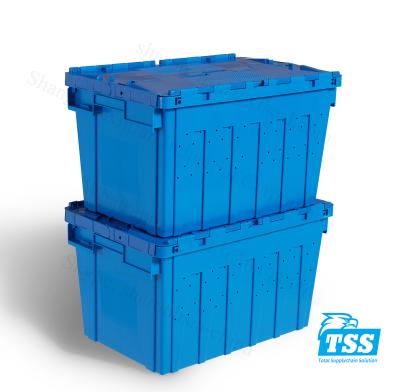 China 62L Disposable Plastic Packing Box Tote Container Box with no. articulated model TBX of lids 600X400X355mm 6040(355) for sale