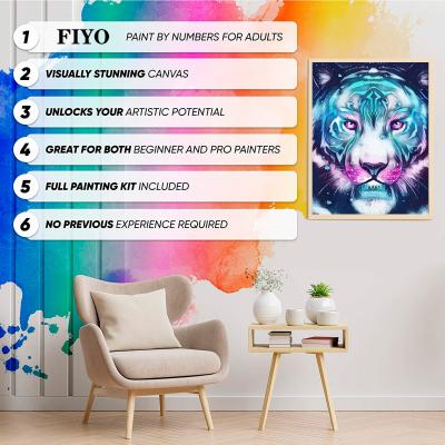 China FIYO CLASSIC Tiger DIY Painting By Numbers Hand Painted Animal Oil Painting Canvas Coloring Unique Gift Home Decor for sale