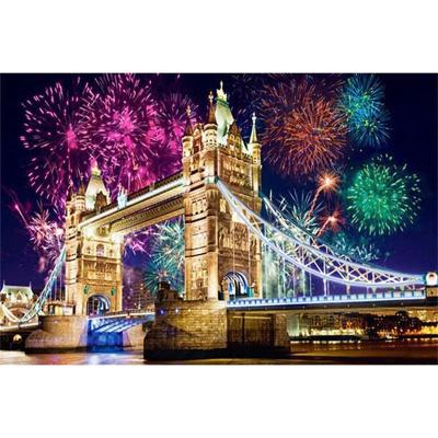 China Modern Mosaic Full Diamond Rhinestone Home Decor of Diamond Embroidery 5D DIY Diamond Painting City Bridge Fireworks for sale