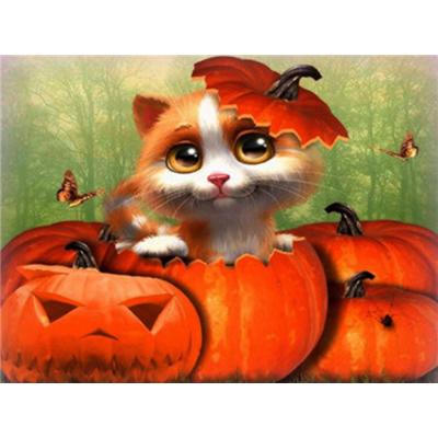 China Modern Handmade Diamond Embroidery Cross Stitch Halloween Diamond Painting Cat Mosaic Animal Gift Craft Kit for sale