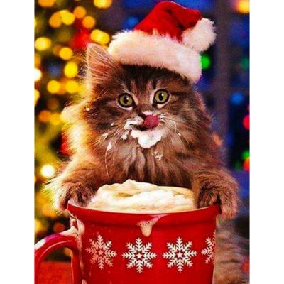 China Diamond Painting 5D DIY Animal Christmas Decor Cat Rhinestone Picture Diamond Embroidery Modern Cross Stitch for sale