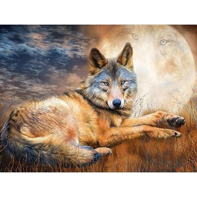 China Modern Round Square Full Moon Wolf Diamond Mosaic of Diamond Painting Diamond Embroidery 5d for sale