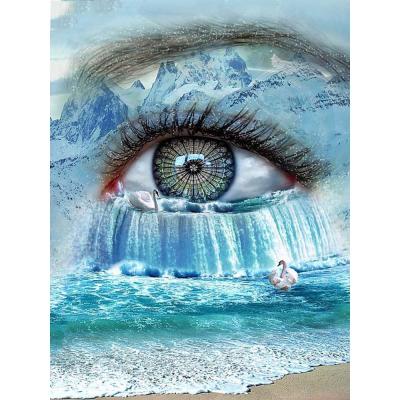 China Handmade 5D Diamond Painting Eye Landscape Diamond Art Embroidery Sea Scenery Modern Mosaic Home Decor Gift for sale