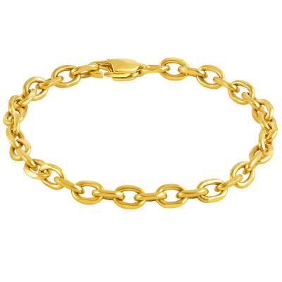 China CLASSIC Trendy Geometric Round Rolo Chain Gold Plated Circle Chunky Chain Bracelet Women Jewelry for sale